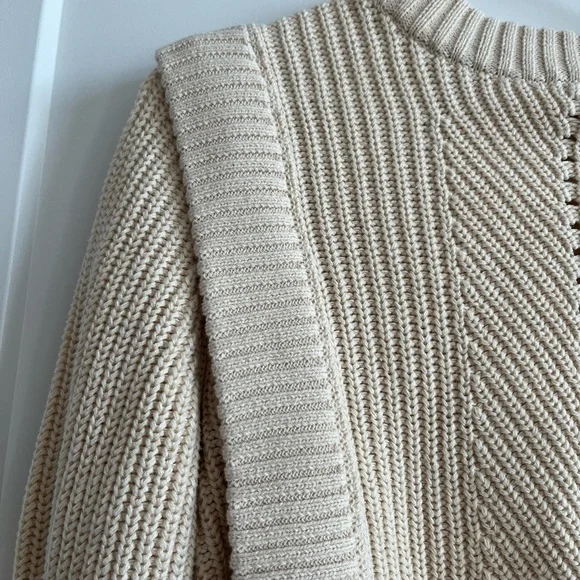 Cream Ribbed Women's Sweater - Picture 4 of 5